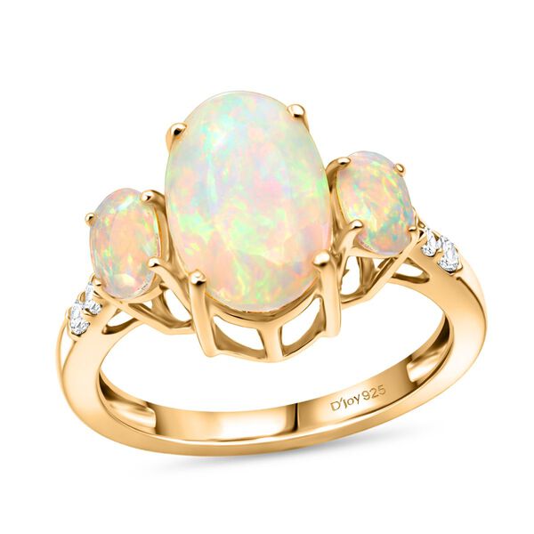 D'Joy AA Nat&uuml;rlicher, &auml;thiopischer Welo Opal Ring 925 Silber 750 Gelbgold Vermeil (Gr&ouml;&szlig;e 19.00) ca. 2,57 ct image number 3