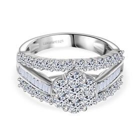 Lab Grown Diamant SI Ring 925 Silber rhodiniert (Größe 18.00) ca. 2,00 ct