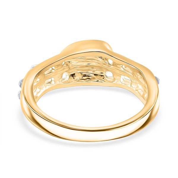 J Francis gefertigt mit SWAROVSKI- Abalone Muschel und wei&szlig;er Kristall Ring in Goldton image number 6