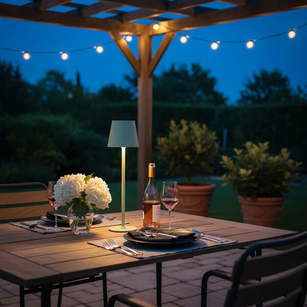 Wiederaufladbare, dimmbare Metall-Tischlampe, 11x38cm, Gr&uuml;n image number 2