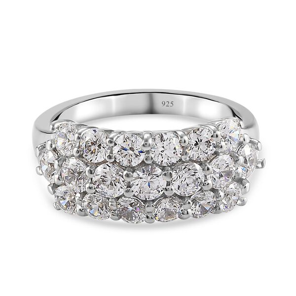 LUSTRO STELLA Hergestellt mit ZIRKONIA Cluster-Ring 925 Silber Platin-&Uuml;berzug