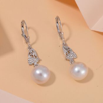 9-10mm wei&szlig;e Edison Perlen-Ohrringe