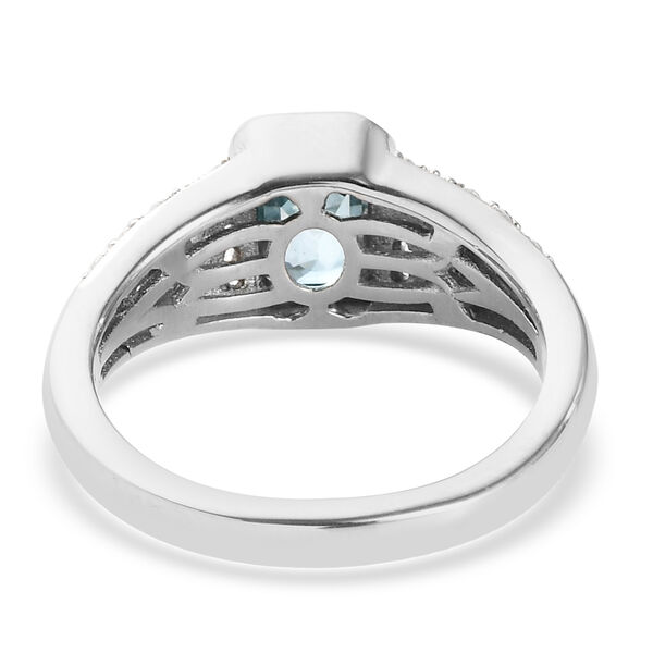 Kambodschanischer blauer und Wei&szlig;er Zirkon Ring 925 Silber platiniert image number 8