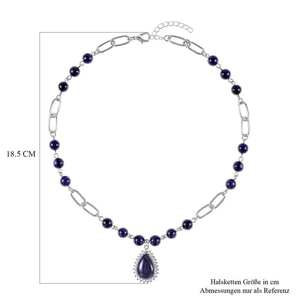 Blaues Sandstein Collier, ca. 45 cm, silberfarben ca. 83.00 ct image number 4