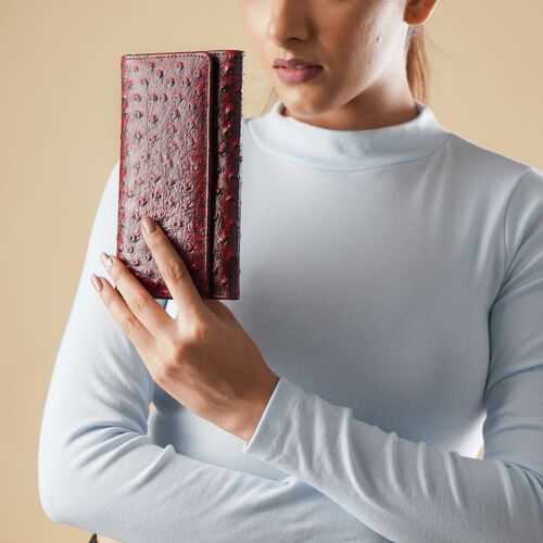 Geprägte Leder Brieftasche, rot image number 1