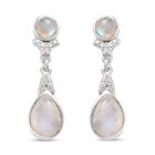 Regenbogen Mondstein Tropfen Ohrringe 925 Silber platiniert ca. 5,63 ct