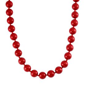 Rote Muschelkernperle Halskette ca. 50 cm Reiner Edelstahl