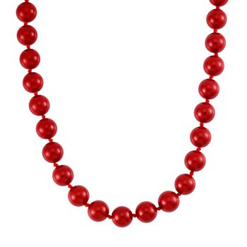 Rote Muschelkernperle Halskette ca. 50 cm Reiner Edelstahl