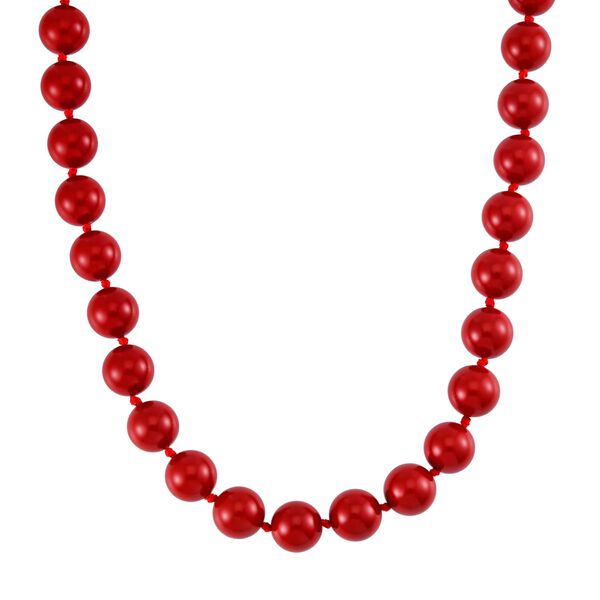 Rote Muschelkernperle Halskette ca. 50 cm Reiner Edelstahl