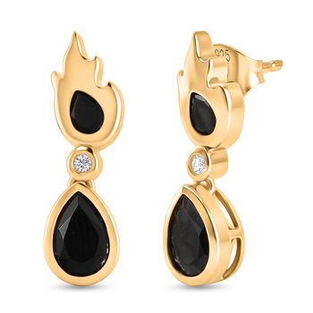 EverTrue AA schwarze Glasachat und Zirkon Ohrringe - 3,66 ct.