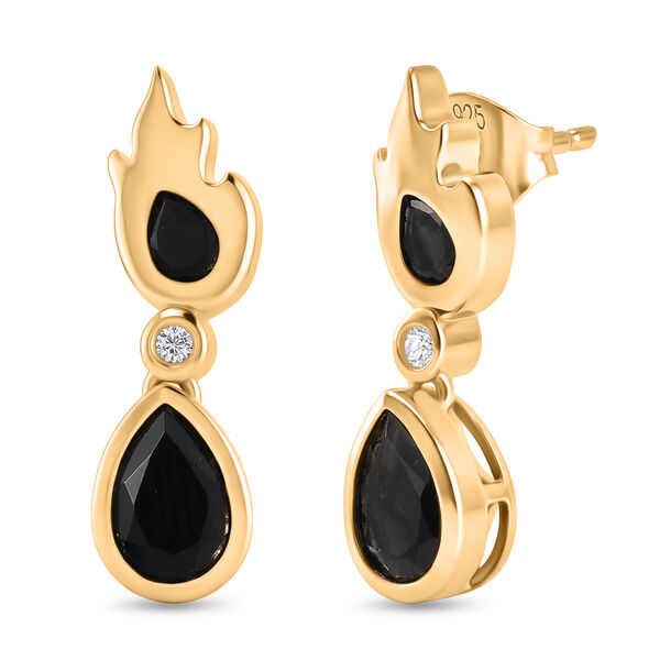 EverTrue AA schwarze Glasachat und Zirkon Ohrringe - 3,66 ct.