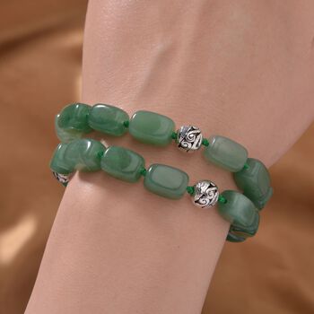 Doppellagiges, gr&uuml;nes Aventurin-Armband, 18 cm - 200 ct.