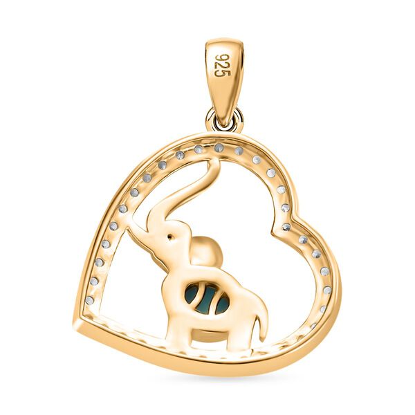 Sleeping Beauty Türkis, Weißer Zirkon Anhänger 925 Silber 750 Gelbgold Vermeil ca. 1.14 ct image number 5