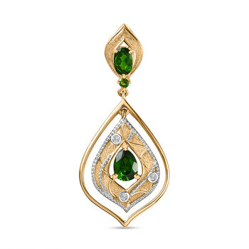 Nat&uuml;rlicher Chromdiopsid Anh&auml;nger 925 Silber vergoldet ca. 1,75 ct