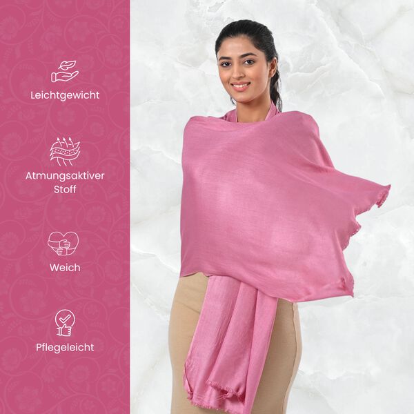 Reiner Viskose-Schal mit Fransen, 70x195cm, Hellrosa image number 4