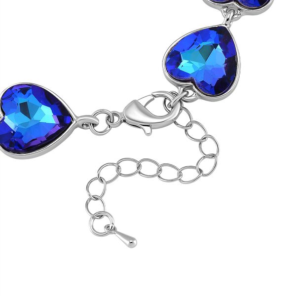 2er Set - Blauer Magie Farbe Kristall Armband und Ohrringe, Silberfarben image number 4