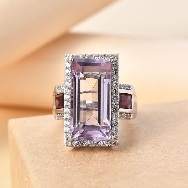 Rose De France Amethyst, Rhodolith Granat und Zirkon-Ring - 14,18 ct. image number 2