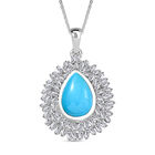 Djoy Sleeping Beauty Türkis, Moissanit Anhänger mit Kette 925 Silber rhodiniert ca. 4.83 ct