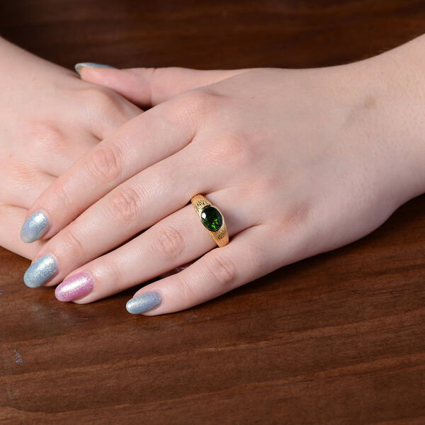 Natürlicher Chromdiopsid Solitär Ring 925 Silber Gelbgold-Überzug  ca. 1,74 ct image number 2