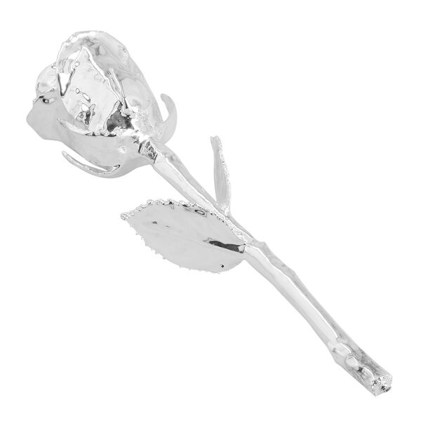 Rose mit Aufbewahrungsbox und Holz-St&auml;nder, versilbert image number 2