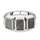 Meteorit Ring, 925 Silber rhodiniert, (Größe 17.00) ca. 8.29 ct