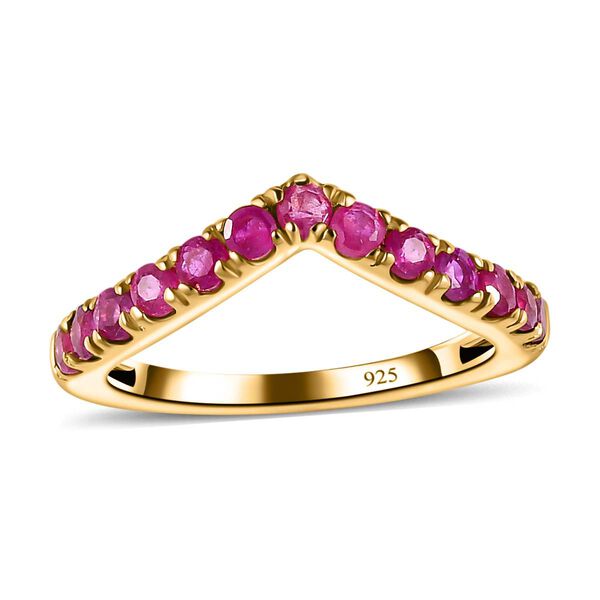 Afrikanischer Rubin (Fissure gefüllt) Ring, 925 Silber Gelbgold Vermeil (Größe 20.00) ca. 0.87 ct image number 11