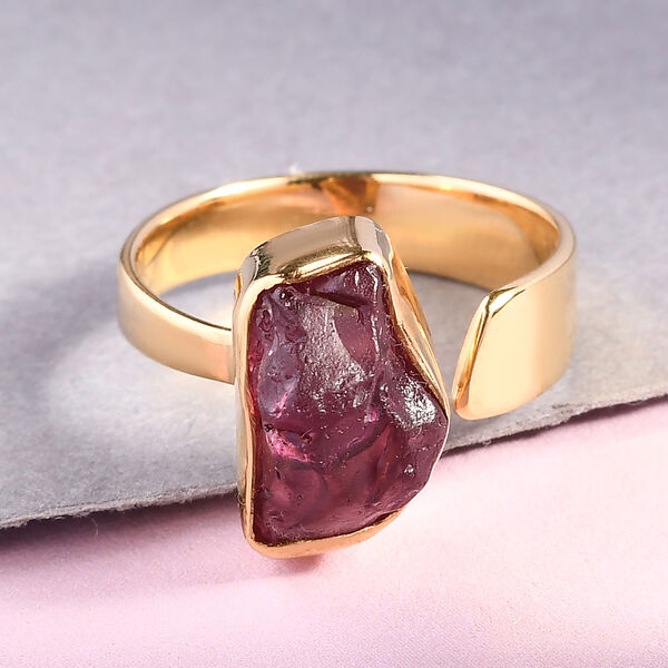 Handgearbeiteter Rhodolith Granat Ring 925 Silber vergoldet  ca. 4,80 ct image number 2