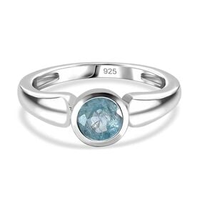 TUCSON FIND - Natürlicher AA Aqua Kyanit Ring 925 Silber rhodiniert (Größe 19.00) ca. 1.03 ct