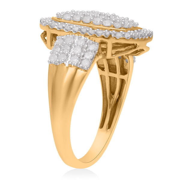 Wei&szlig;er Diamant Ring, 925 Silber Gelbgold Vermeil, (Gr&ouml;&szlig;e 18.00) ca. 1.00 ct image number 4