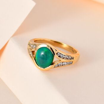 AA gr&uuml;ner &auml;thiopischer Welo Opal und Zirkon-Ring - 1,42 ct.