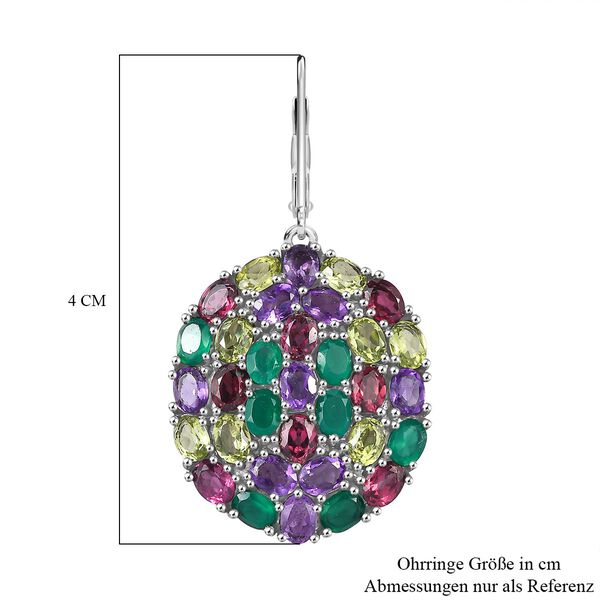 Rhodolith Granat, Peridot Ohrringe Edelstahl ca. 11.98 ct image number 6