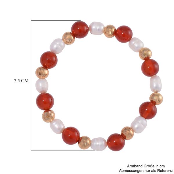 Flexibles rotes Achat und weißes Süßwasserperlen-Armband - 90 ct. image number 4