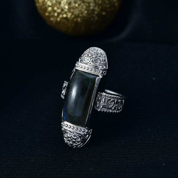 D'Joy AAA Labradorit Ring 925 Silber rhodiniert (Gr&ouml;&szlig;e 19.00) ca. 6,32 ct image number 2