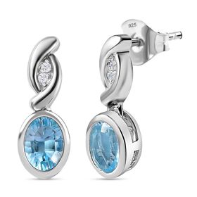 Himmelblaue Topas unf Zirkon-Ohrringe - 2,13 ct.