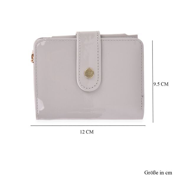 Gl&auml;nzende Geldb&ouml;rse aus PU-Leder mit RFID-Schutz, 12&times;9,5cm, Hellgrau image number 10