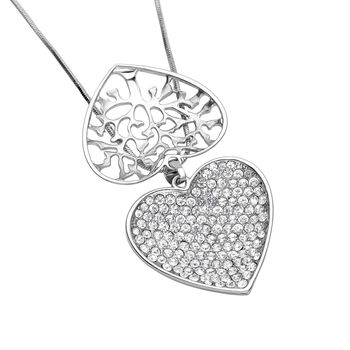 Wei&szlig;er Kristall-Herz-Anh&auml;nger mit Kette - 1,50 ct.