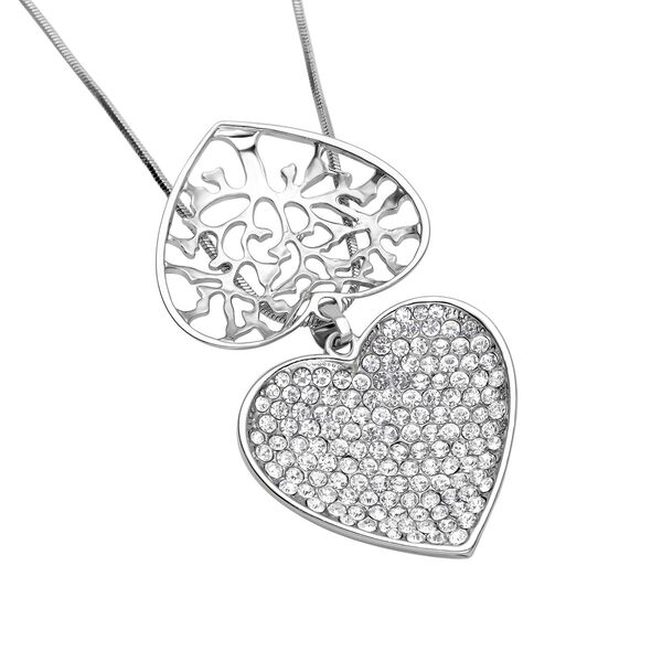 Wei&szlig;er Kristall-Herz-Anh&auml;nger mit Kette - 1,50 ct. image number 4