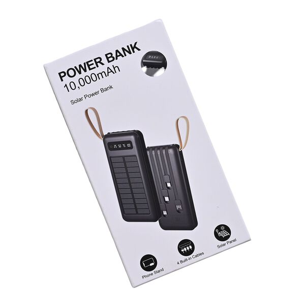 10.000 mAh Powerbank mit LED-Taschenlampe, 4 integrierten Kabeln, 14×6,8×2 cm, Schwarz image number 9