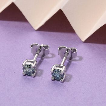 D'Joy blaue Moissanit Ohrringe, 925 Silber rhodiniert - 0,60 ct.