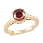 Roter Moissanit Solitär-Ring, 925 Silber Gelbgold Vermeil  ca. 1,23 ct image number 3