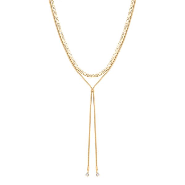 Kristall Halskette in Goldton, 52 cm