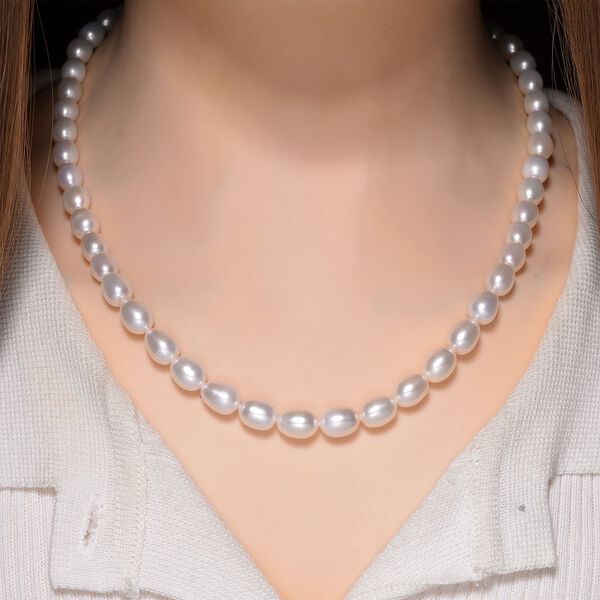 D'Joy AAA wei&szlig;e S&uuml;&szlig;wasserperle 50cm Halskette, 925 Silber vergoldet image number 2