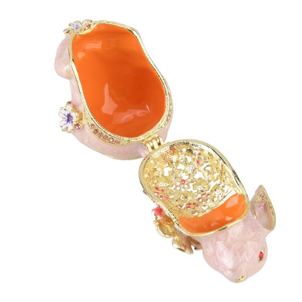 Dekorative Hasenf&ouml;rmige Schmuckbox Metall und Kristalloptik 12 x 7 cm Rosa image number 6