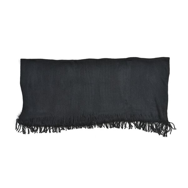 LA MAREY - luxuriöser Kunstpelz-Kimono mit Fransen, 114x109cm, schwarz image number 6