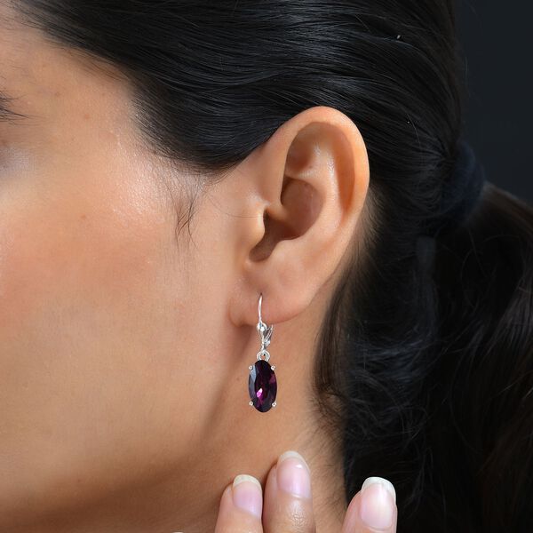 Foilback Amethyst Kristall Ohrringe, 925 Silber image number 3