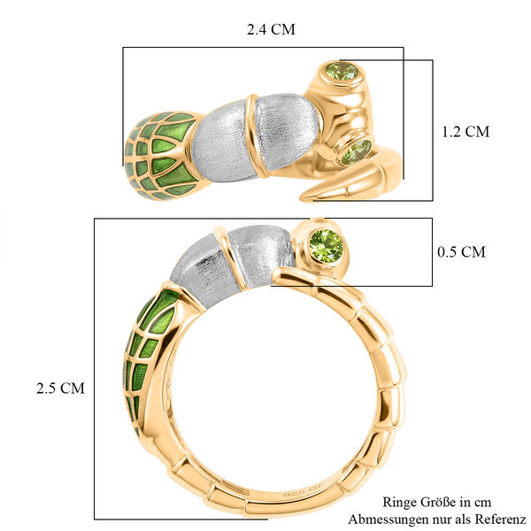 GP - AA Peridot, Kanchanaburi Blauer Saphir Ring 925 Silber 750 Vergoldet (Gr&ouml;&szlig;e 17.00) image number 6