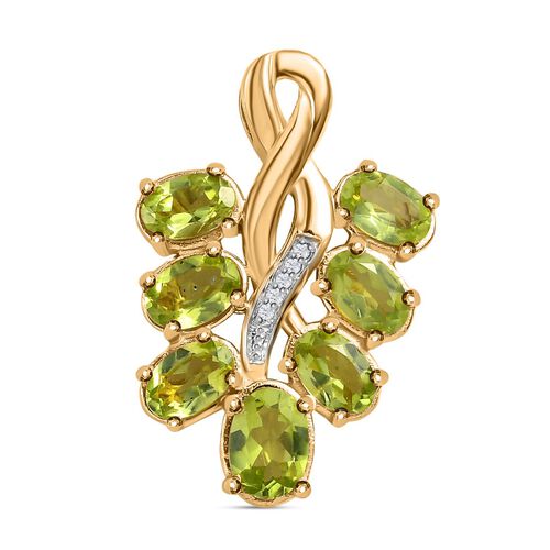 Natürlicher Peridot und weißer Zirkon Anhänger, 925 Silber vergoldet ca. 3.46 ct image number 0