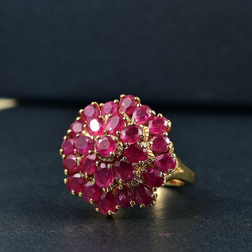 D’joy Afrikanischer Rubin (Fissure gefüllt) Ring 925 Silber 750 Gelbgold Vermeil (Größe 18.00) ca. 6,17 ct image number 1
