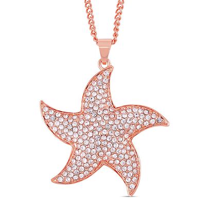 Wei&szlig;er und schwarzer Kristall-Seestern Anh&auml;nger mit Kette, ros&eacute;farben