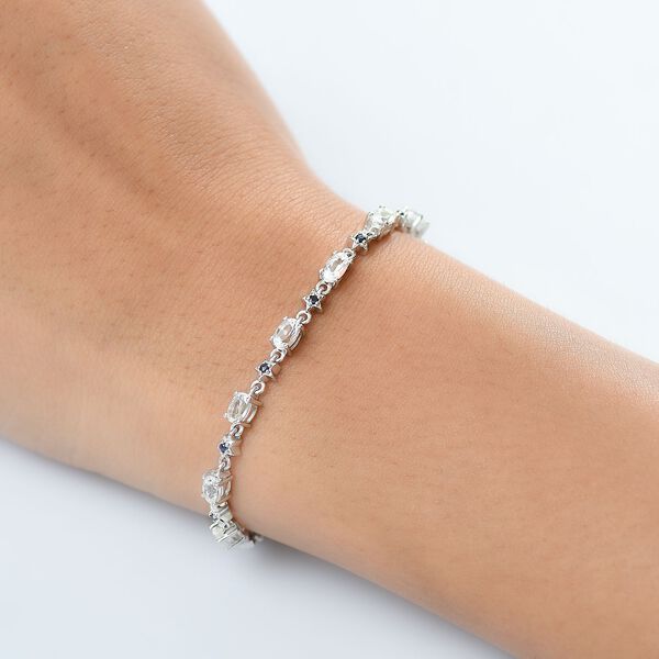 D joy AAA Premium Malagasy Regenbogen Mondstein, Blauer Saphir Armband ca. 19 cm 925 Silber rhodiniert ca. 3,83 ct. image number 3